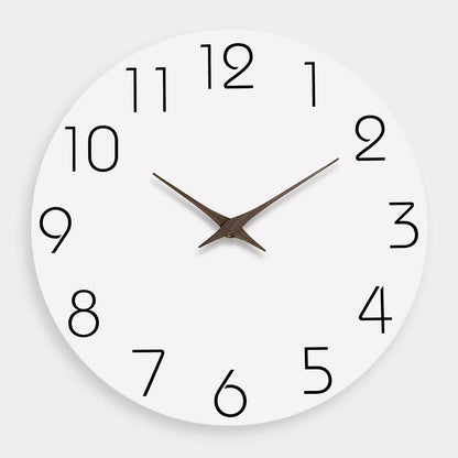 Silent White Pattern Wooden Wall Clock 10-16" Quartz Movement