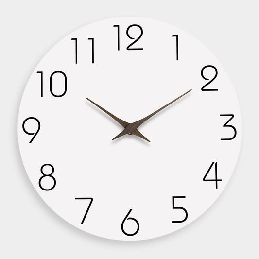 Silent White Pattern Wooden Wall Clock 10-16" Quartz Movement