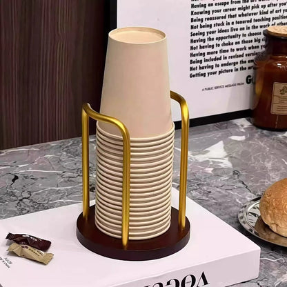 Wood Disposable Cup Dispenser Rack with Extended Stick - Storage Stand