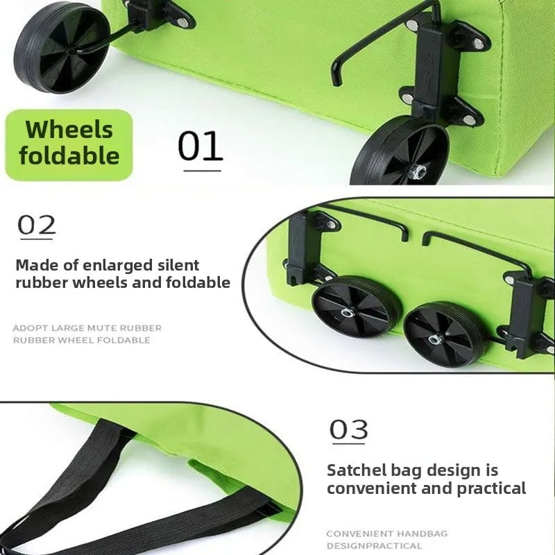 Foldable Shopping Cart with Wheels - Portable Grocery Trolley Backpack