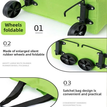 Foldable Shopping Cart with Wheels - Portable Grocery Trolley Backpack
