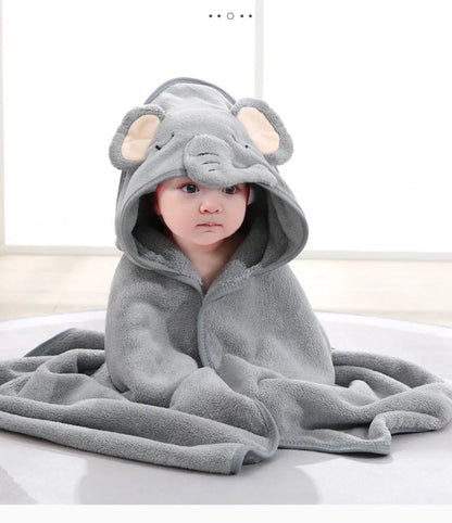 Hooded Baby Bath Towel Cartoon Animal Soft Newborn Bathrobe Blanket