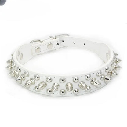 Adjustable PU Leather Spiked Dog Collar - Punk Rivet Design Small Pet