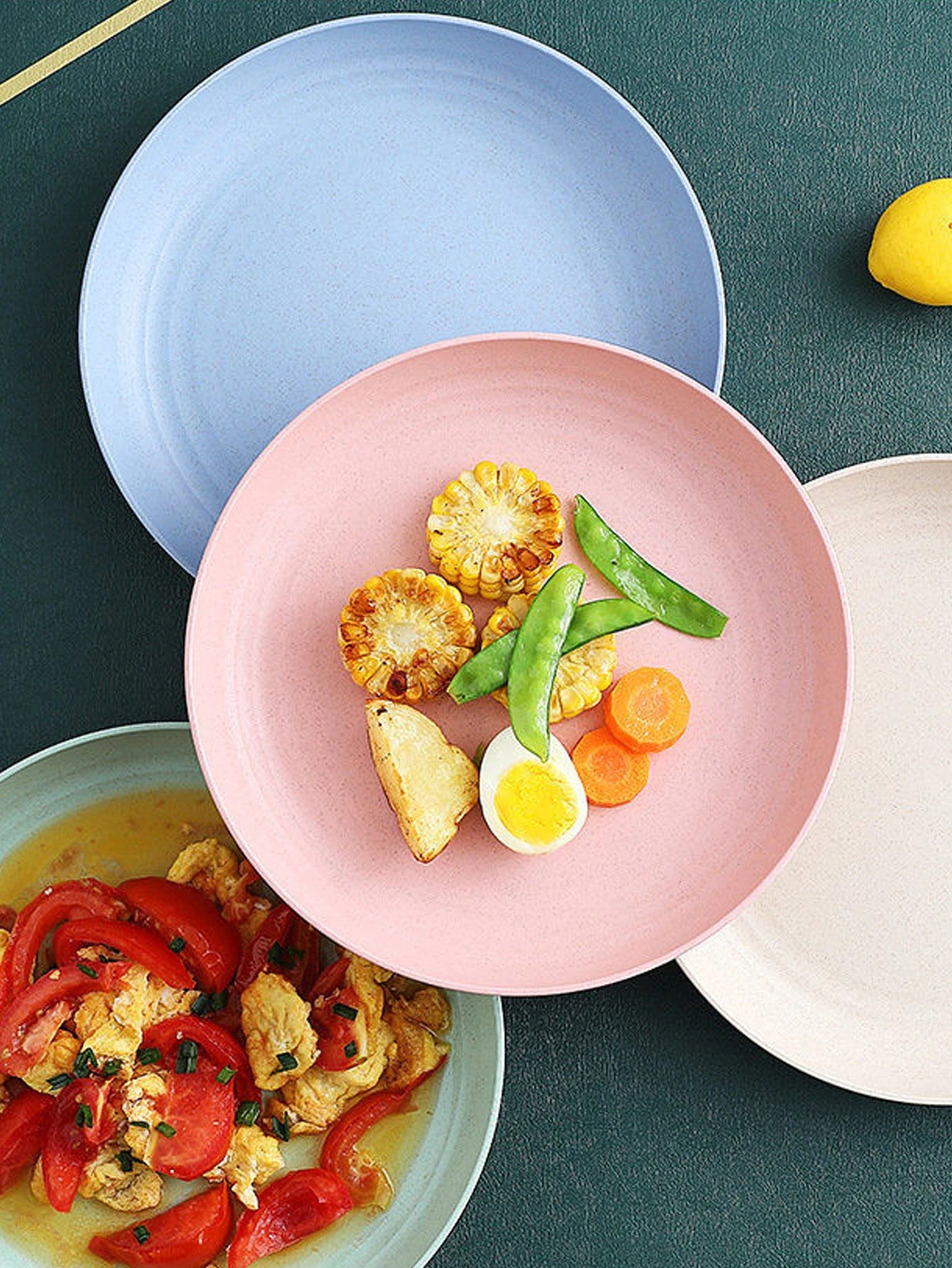 4Pcs Wheat Straw Dinner Plates Set - Lightweight Unbreakable Dishes