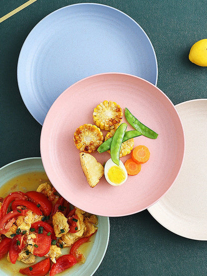 4Pcs Wheat Straw Dinner Plates Set - Lightweight Unbreakable Dishes