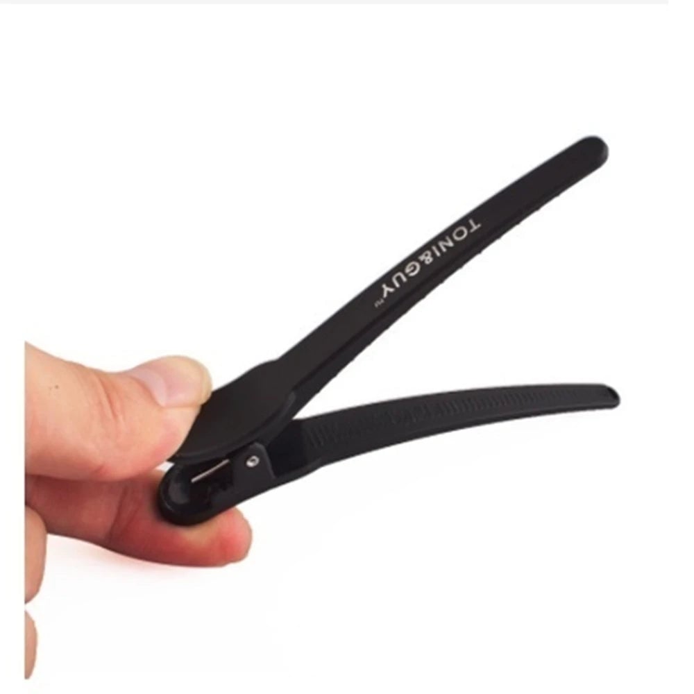 12pcs Professional Alligator Hair Clips Black Braided Salon Clamps