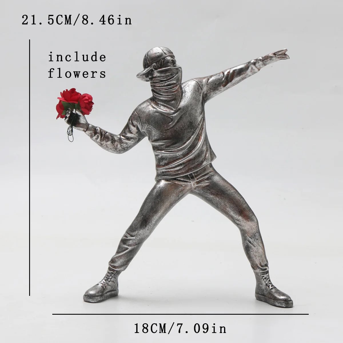 Resin Banksy Flower Thrower Bomber Statue - Home Decor Collectible