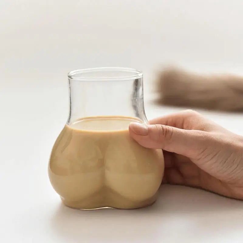 450ml Borosilicate Glass Butt Shaped Mug - Transparent Drinking Cup