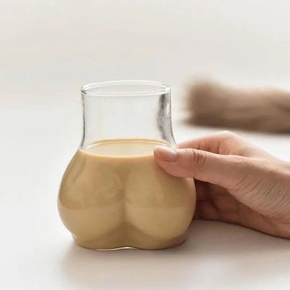 450ml Borosilicate Glass Butt Shaped Mug - Transparent Drinking Cup