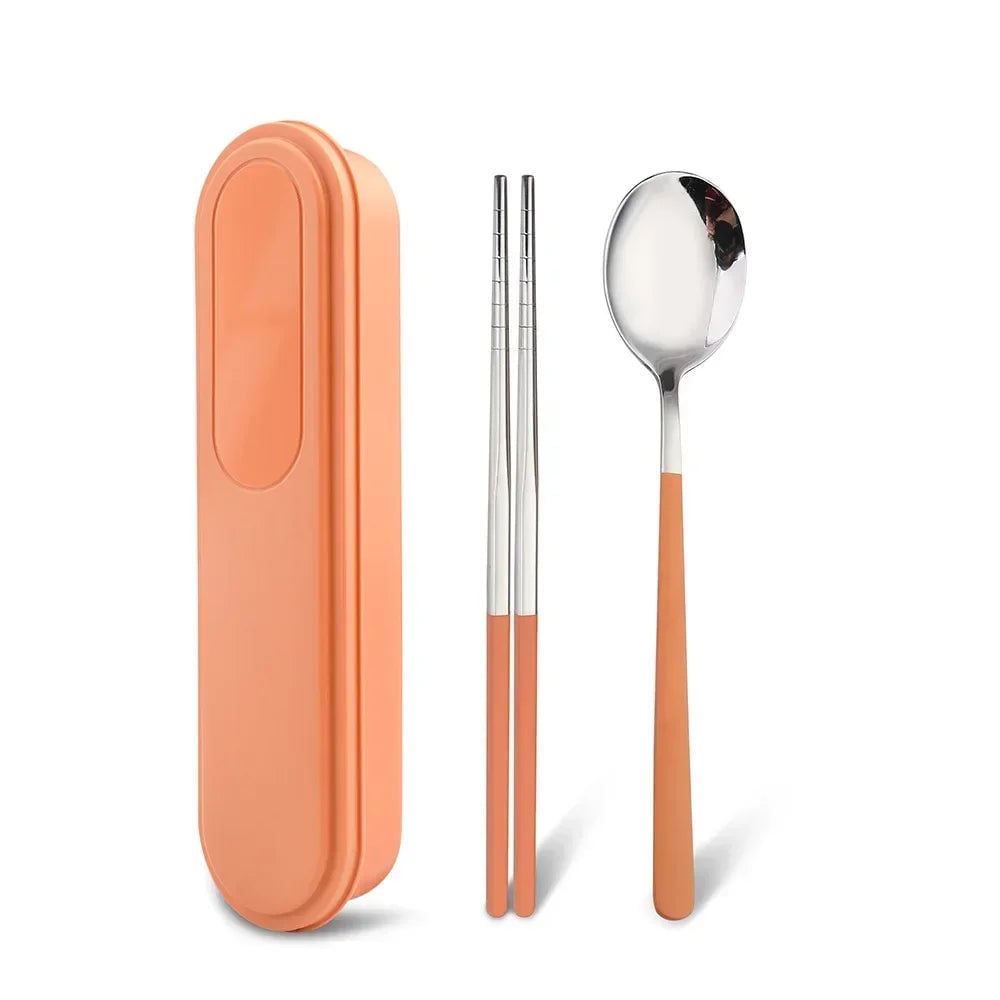 304 Stainless Steel Portable Cutlery Set Fork Spoon Storage Box
