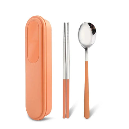 304 Stainless Steel Portable Cutlery Set Fork Spoon Storage Box