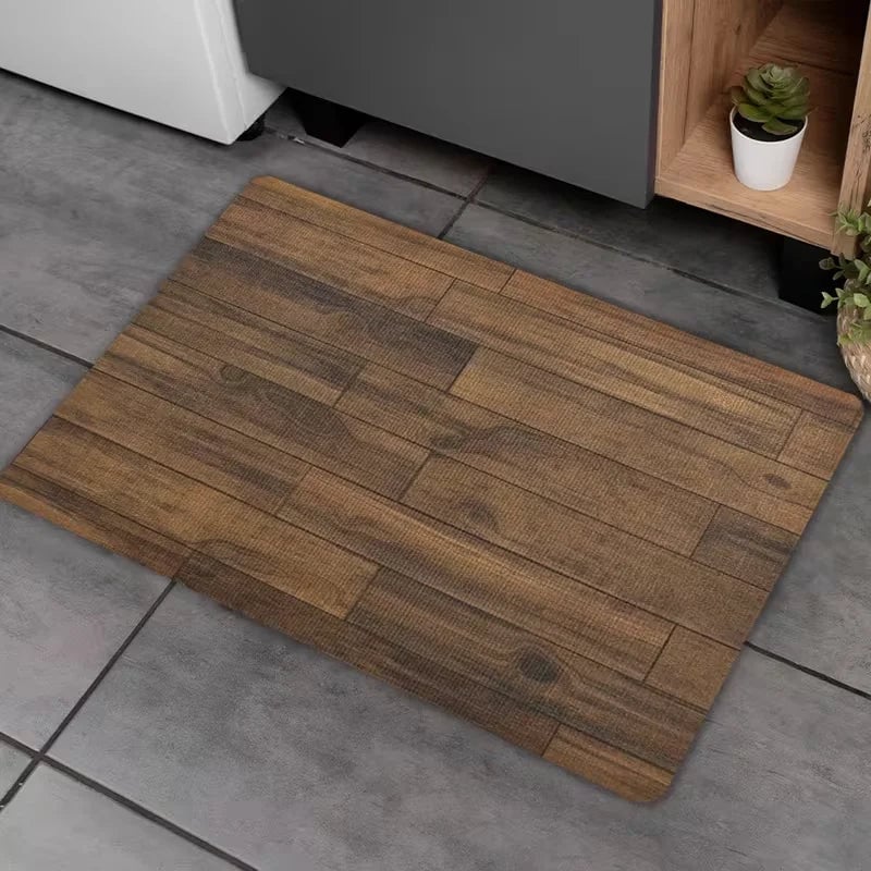 Wood Grain Anti-Slip Door Mat - Indoor/Outdoor Non-Slip Entrance