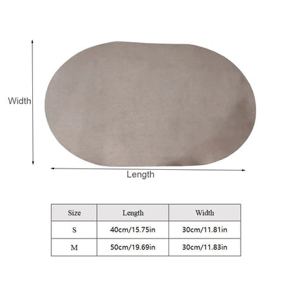 Absorbent Non-Slip Oval Pet Feeding Mat - Quick-Dry Waterproof