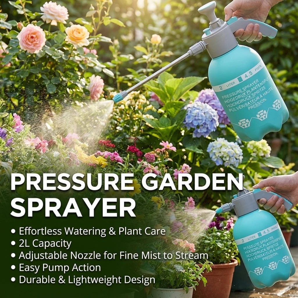 2L Hand Pressure Pump Sprayer - Garden Weed Pest Control Bottle