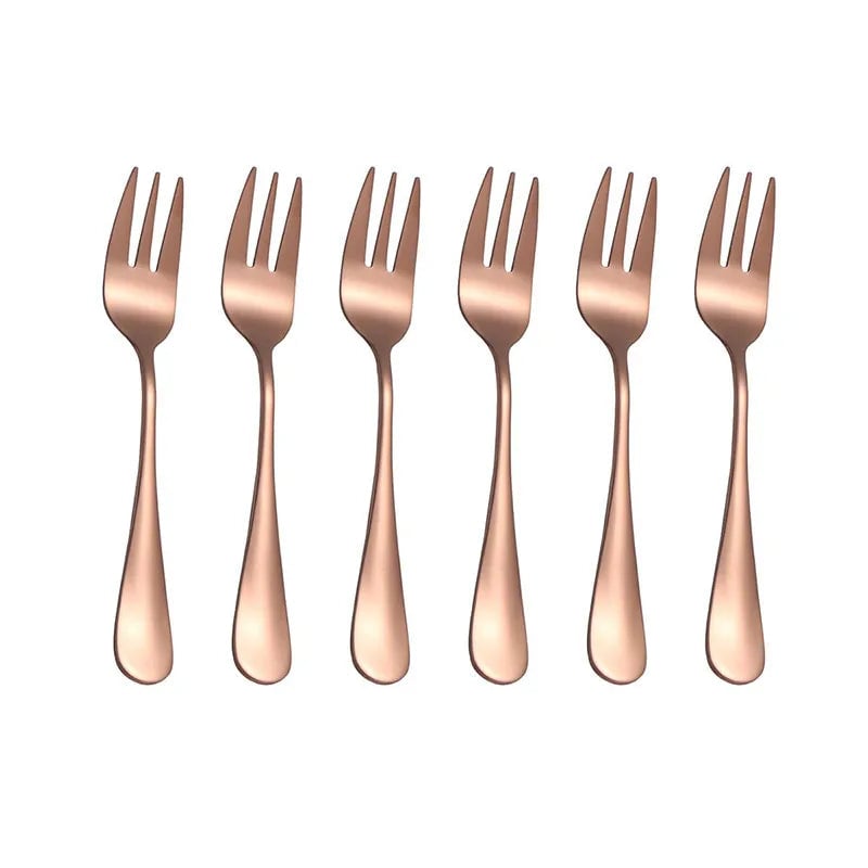 6-Piece Stainless Steel Fruit Dessert Forks Small Cutlery Set