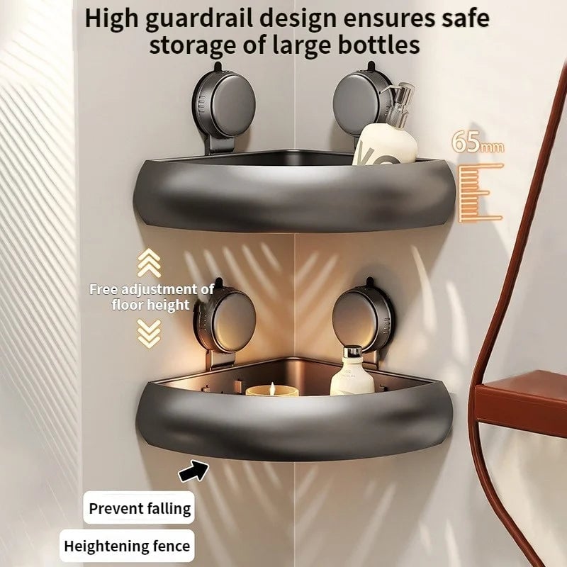 Suction Cup Corner Shelf Triangle Wall Mount Bathroom Organizer
