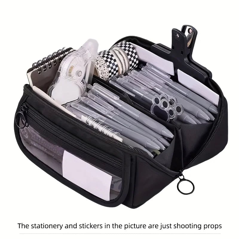 Large Multi-Compartment Pencil Case Organizer - Desktop Storage