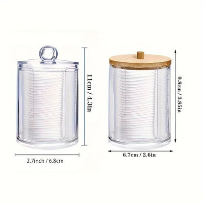 Clear Acrylic Round Makeup Organizer Cotton Pad Swab Holder 1-2Pcs