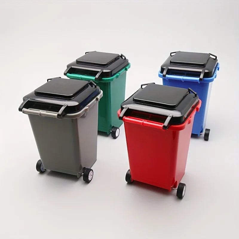 Mini Office Desk Organizer with Trash Bin & Pen Holder Storage