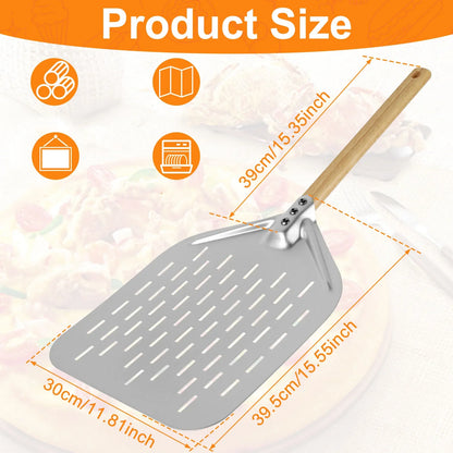 Metal Non-Stick Pizza Peel 6.5/10/12 Inch Wood Handle Shovel