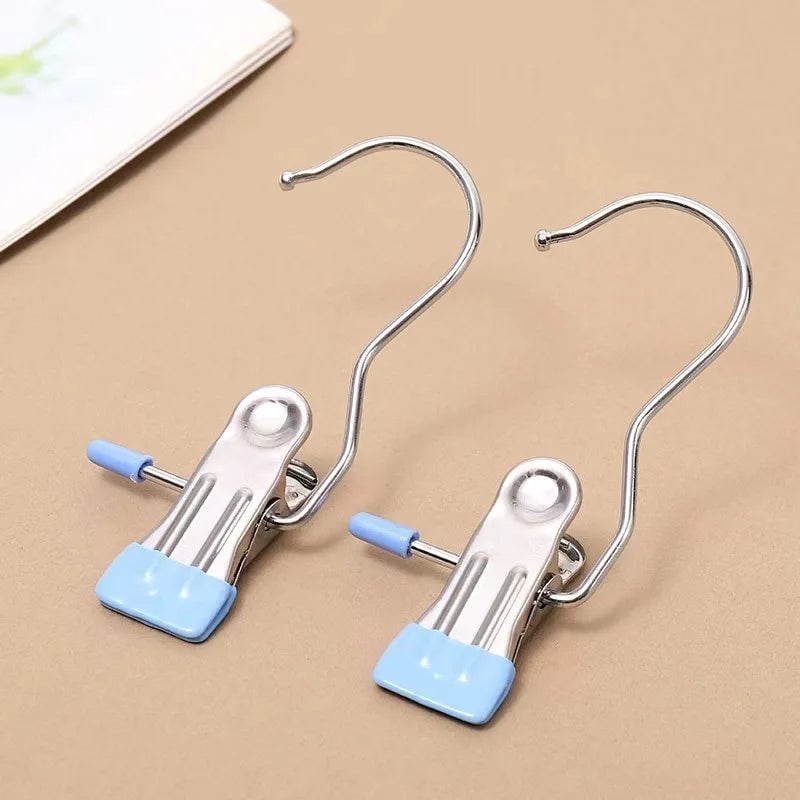 10pcs Stainless Steel Clothespin Clips Multi-Purpose Laundry Hangers