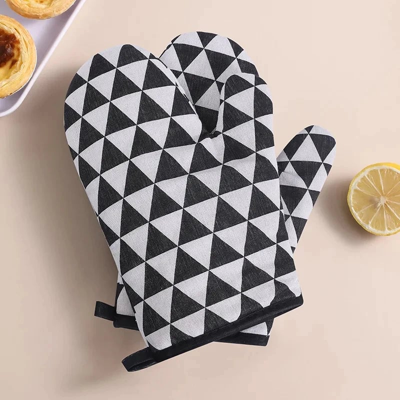 High-Temperature Resistant Linen Oven Gloves - Microwave Safe Mitts