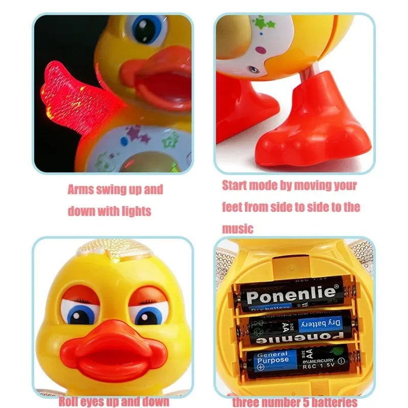 Electric Dancing Duck Musical Toy LED Lights Educational Kids