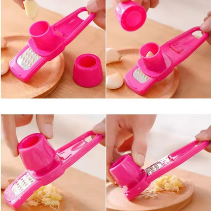 Mini Manual Garlic Press Grinder - Green Kitchen Mashing Tool