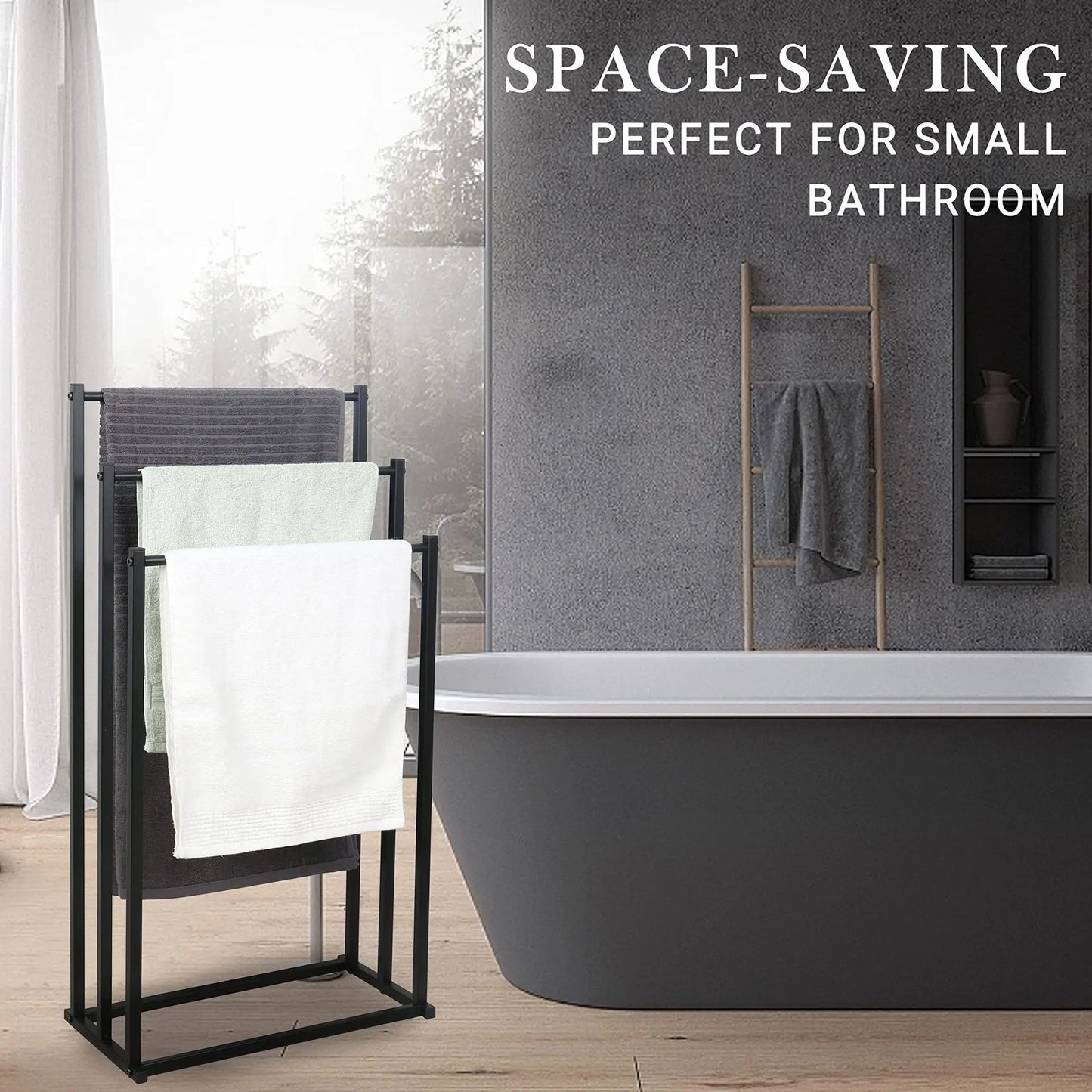 Vertical Metal Towel Rack - Non-Perforated Hanging Rod Bathroom