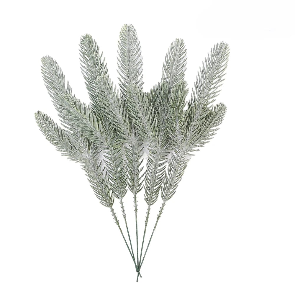 Artificial Snow Pine Branch Set - 5/10pcs Fake Pine Needles Garland