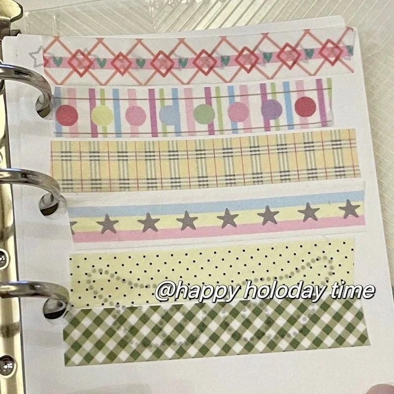 Basic Grid Star Washi Tape 5-Pack Decorative Craft Stationery Set