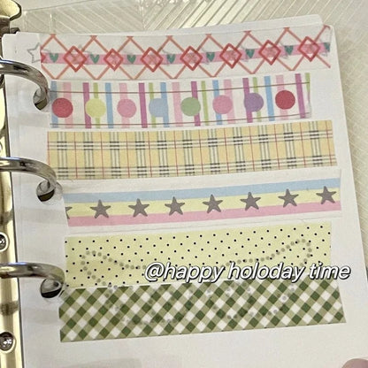 Basic Grid Star Washi Tape 5-Pack Decorative Craft Stationery Set