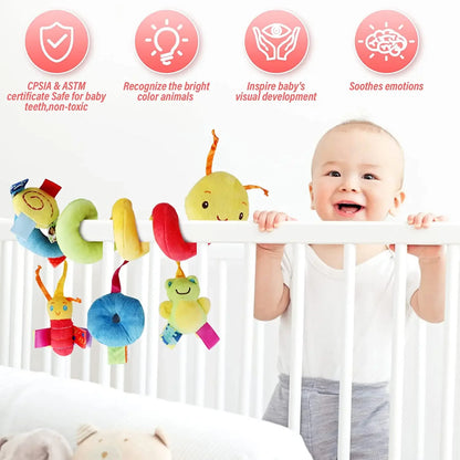 Baby Car Seat Plush Activity Toys with BB Squeaker & Rattles