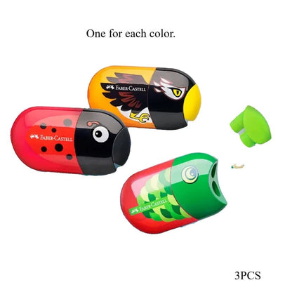 Faber Castell Double Hole Pencil Sharpener with Eraser Animal Design