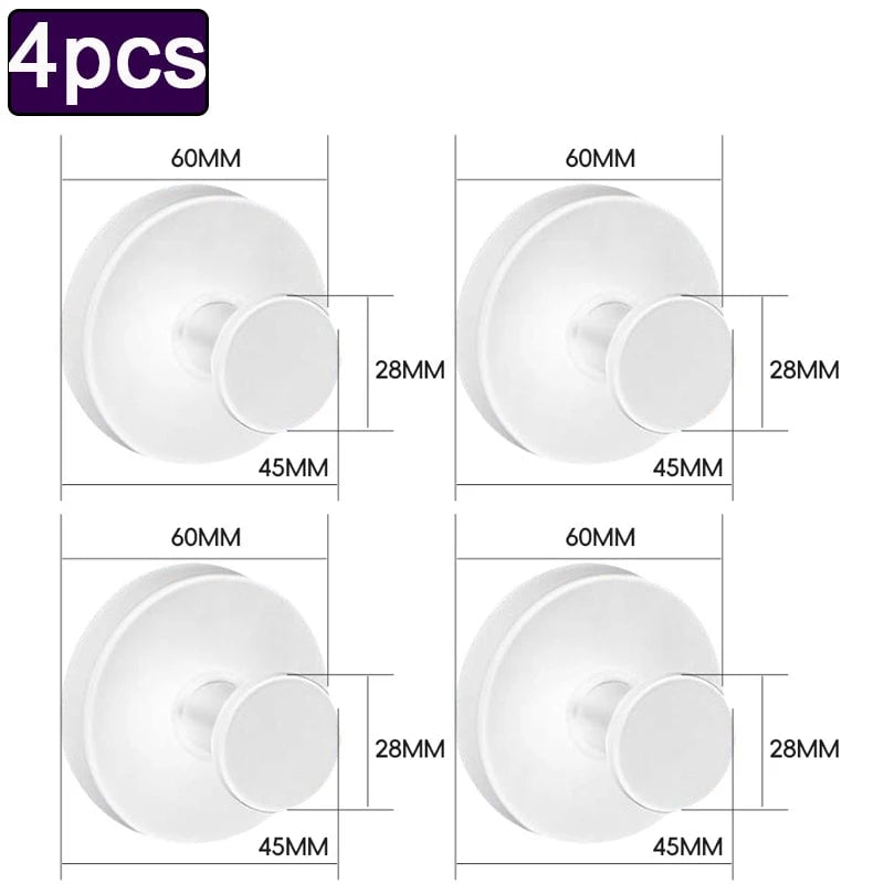 4pcs Waterproof Suction Cup Hooks Strong Hold Bathroom Towel Hangers