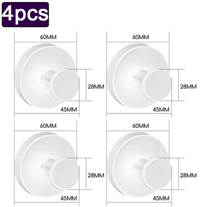 4pcs Waterproof Suction Cup Hooks Strong Hold Bathroom Towel Hangers