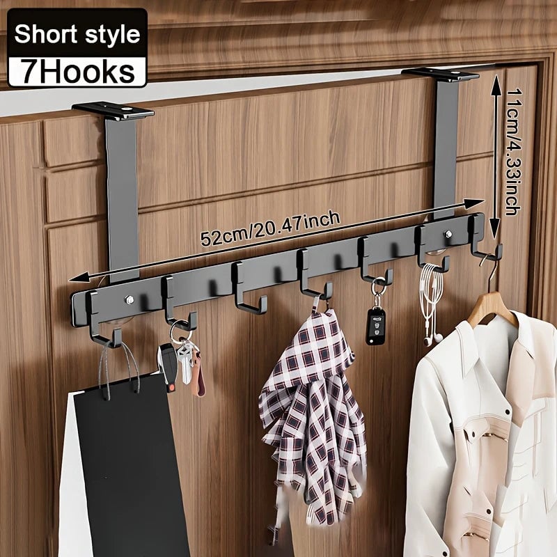 Over Door Metal Hooks Rack 5/7 Adjustable Bathroom Organizer