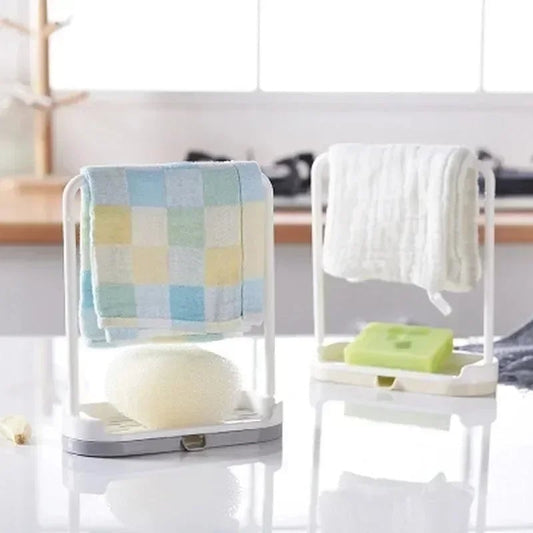 Kitchen Sink Organizer Rack - Towel Sponge Soap Holder Desktop