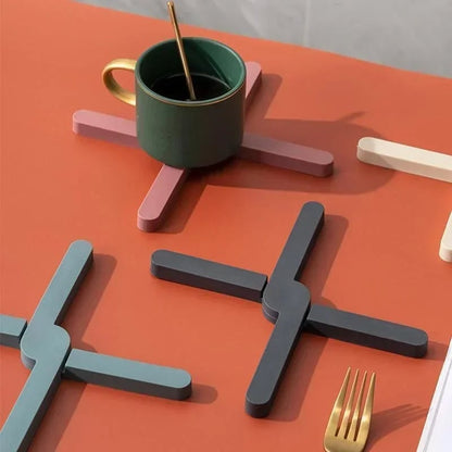 X-Shaped Foldable Silicone Trivet Mat Heat Resistant Hot Pot Holder