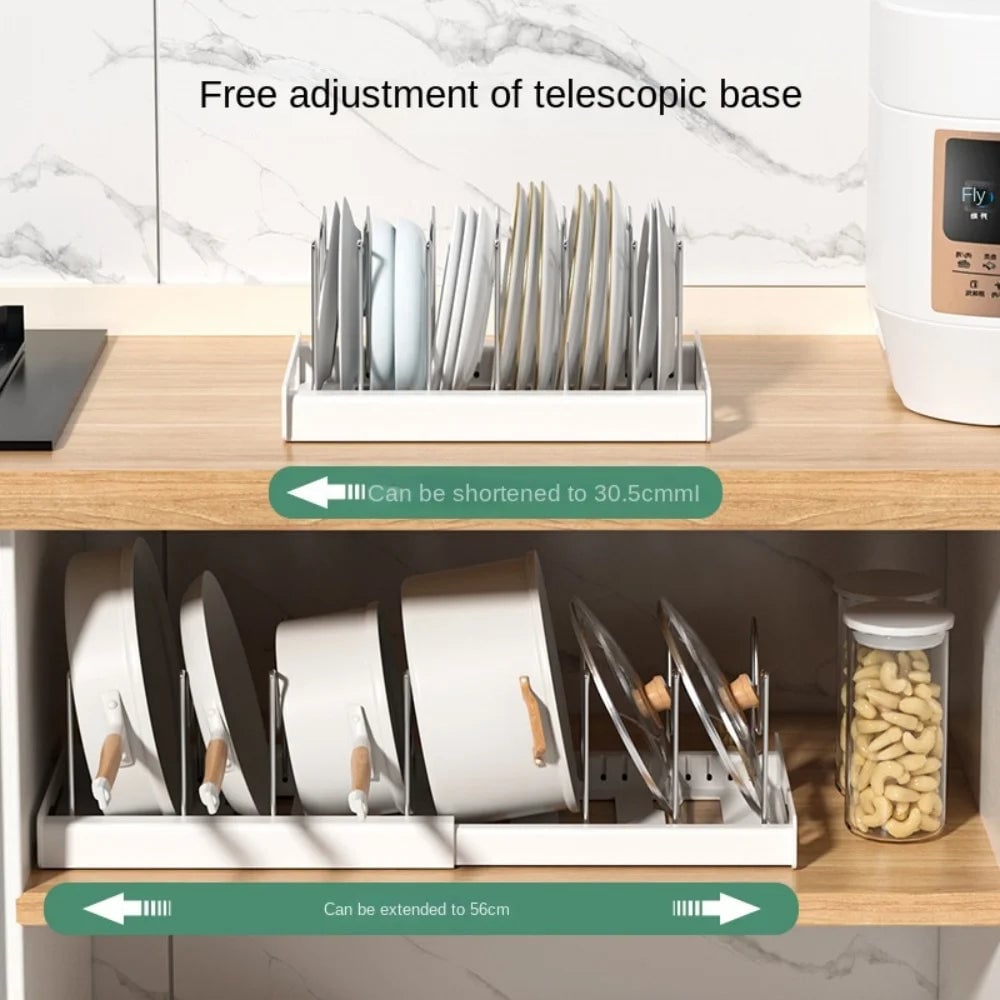 Foldable Kitchen Utensil & Pot Lid Storage Rack Organizer
