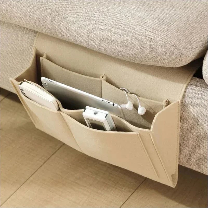 Felt Bedside Storage Caddy - Multi-Pocket Organizer for Remote TV