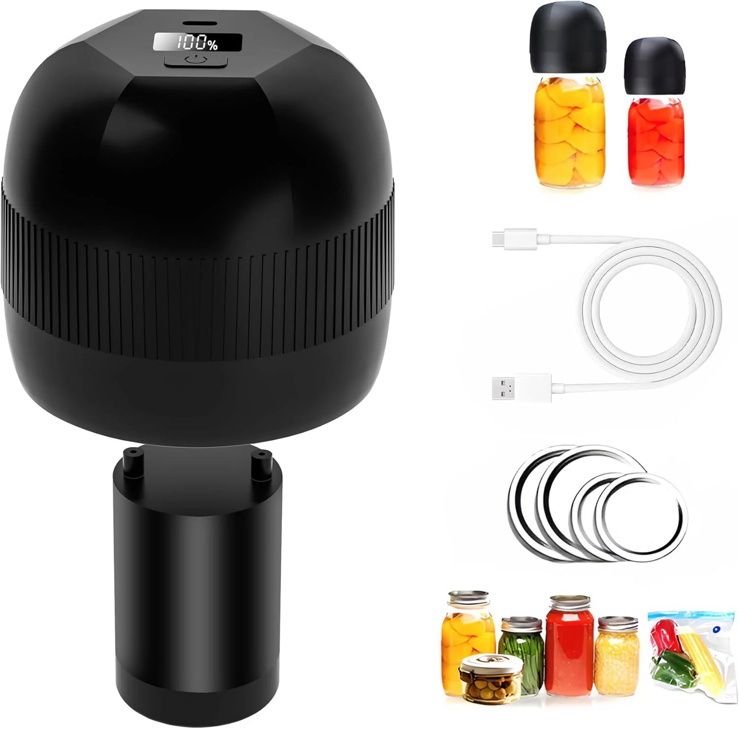 Electric Mason Jar Vacuum Sealer Kit - 5x Longer Food Freshness