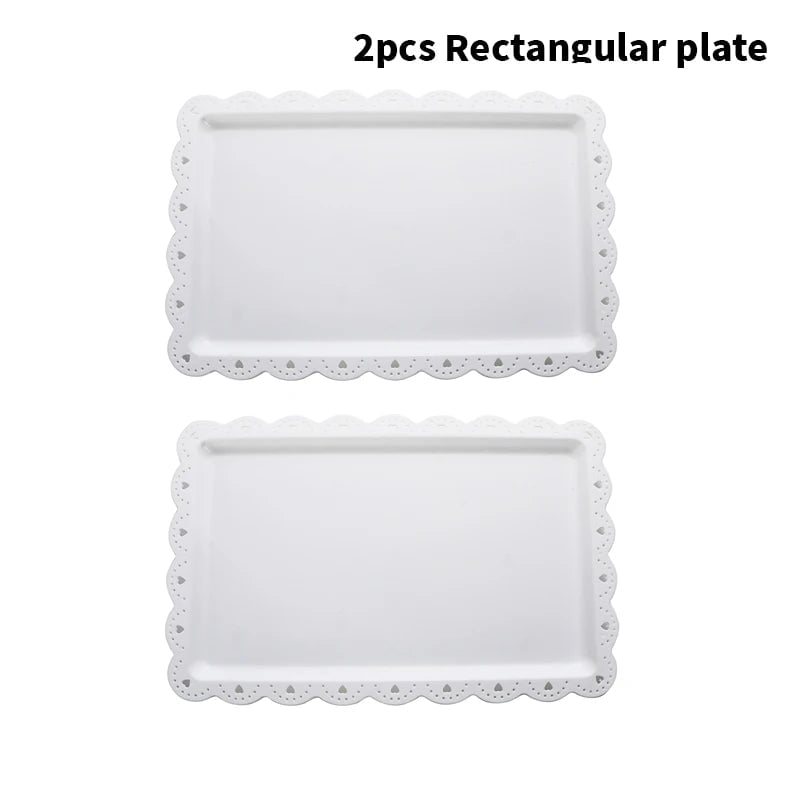 Reusable PP Square Rectangular Dessert Plates Set of 2 - Party