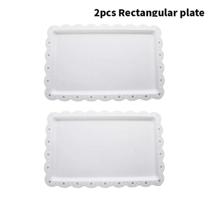 Reusable PP Square Rectangular Dessert Plates Set of 2 - Party