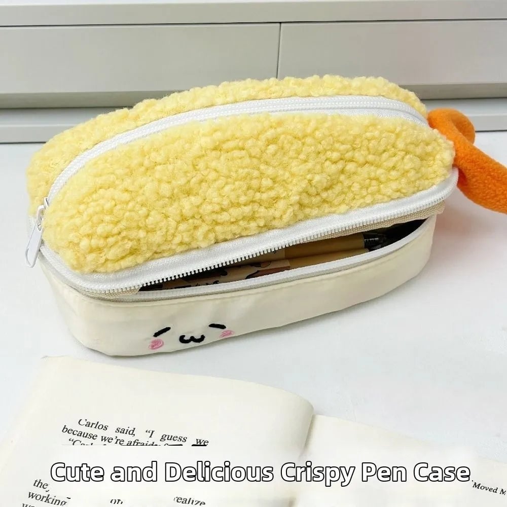 Large Capacity Double-Layer Kawaii Shrimp Pencil Case Makeup Bag