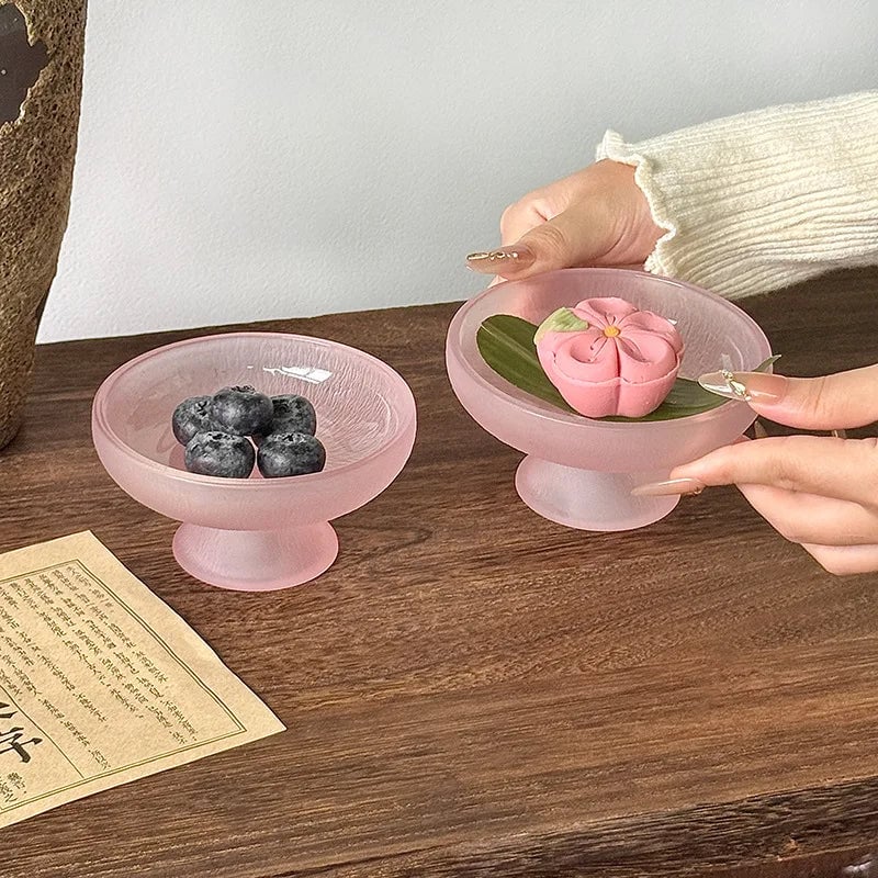 Glacier Glass High-Foot Fruit Plate - Small Exquisite Candy Snack Dish