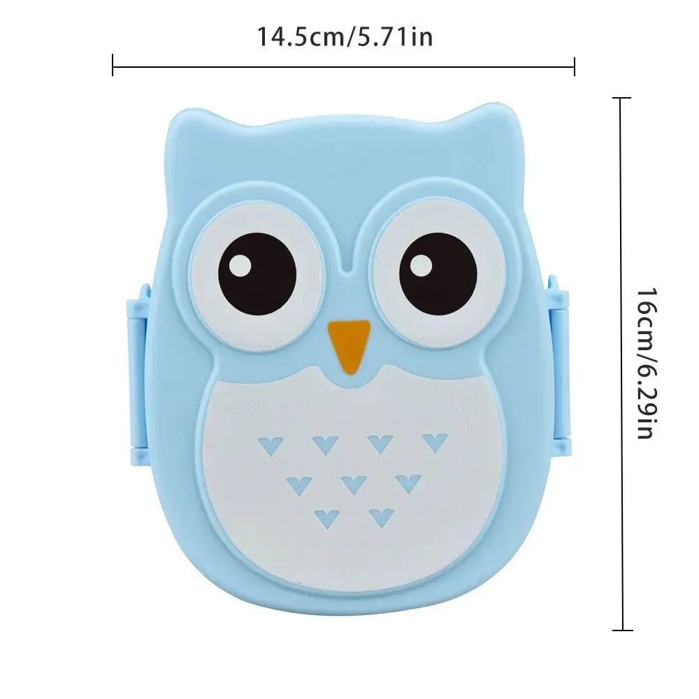 Kids Portable Bento Lunch Box Plastic Food Container with Cartoon Cutlery