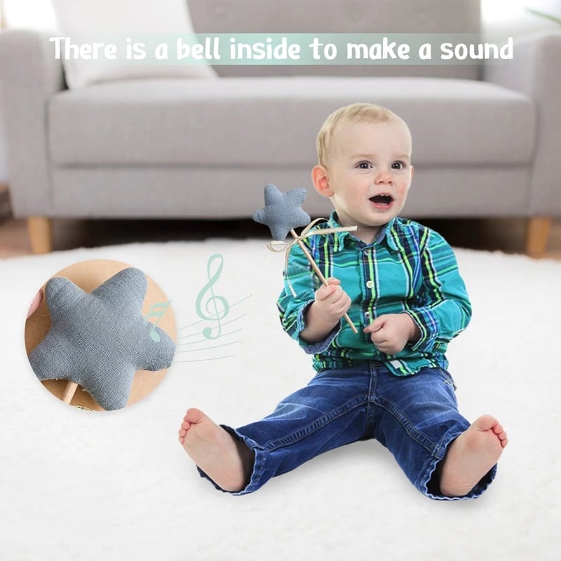Beech Wood Star Rattle Teething Toy - Montessori Baby Nursing