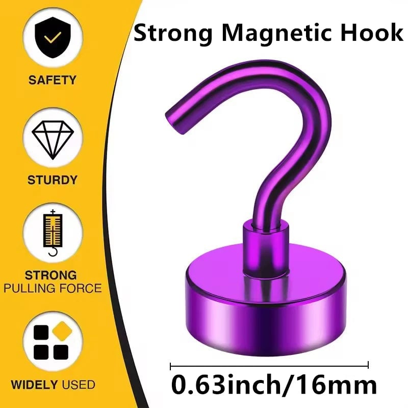 16mm Heavy Duty Magnetic Hooks - Strong Multi-Purpose Storage
