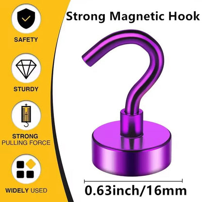 16mm Heavy Duty Magnetic Hooks - Strong Multi-Purpose Storage